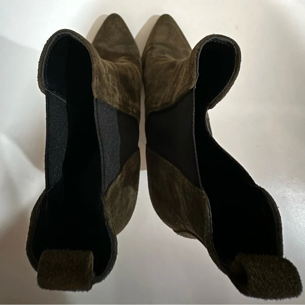 VERONICA BEARD “Baxter” Suede Boots Booties in Olive Khaki Women’s Size 8